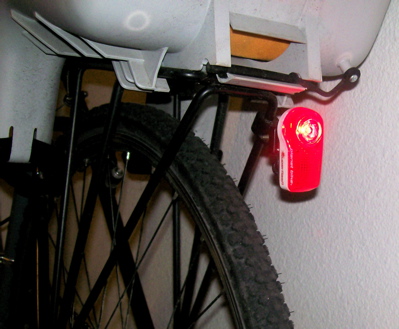 Bike Light on Bike Rack